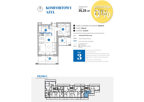 Mieszkanie na sprzedaż - Bobrowiecka Mokotów, Warszawa, 35,25 m², 773 738 PLN, NET-181/6023/OMS