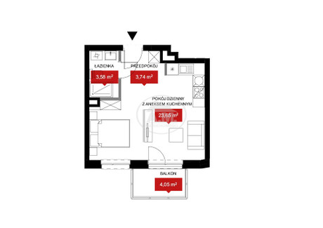 Mieszkanie na sprzedaż - Władysława Reymonta Kleczków, Wrocław-Psie Pole, Wrocław, 30,8 m², 545 171 PLN, NET-616233