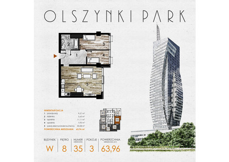 Mieszkanie na sprzedaż - Szopena 35C Śródmieście, Rzeszów, 64,24 m², inf. u dewelopera, NET-W35
