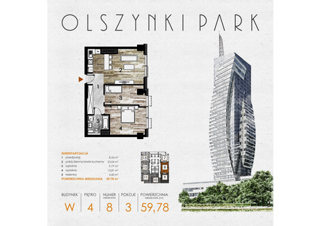 Mieszkanie na sprzedaż - Szopena 35C Śródmieście, Rzeszów, 59,78 m², inf. u dewelopera, NET-W8