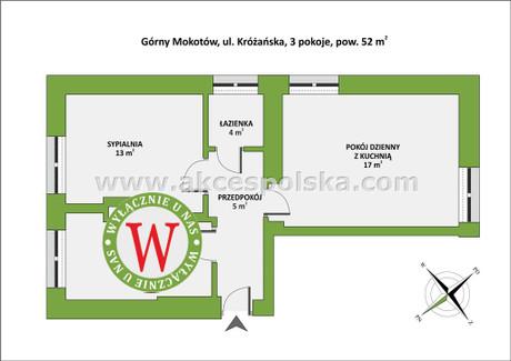 Mieszkanie na sprzedaż - Króżańska Górny Mokotów, Mokotów, Warszawa, Warszawa M., 52 m², 875 000 PLN, NET-MS-159908