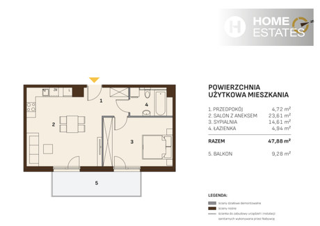 Mieszkanie na sprzedaż - Josepha Conrada Azory, Kraków-Krowodrza, Kraków, 47,88 m², 729 000 PLN, NET-327138