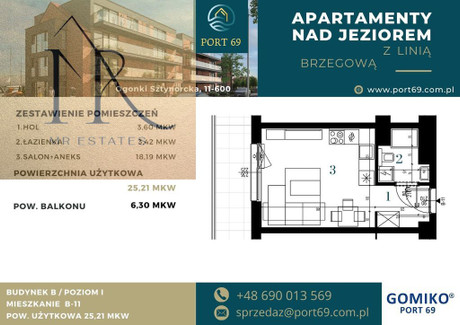 Mieszkanie na sprzedaż - Sztynorcka Ogonki, Węgorzewo, Węgorzewski, 25,21 m², 449 620 PLN, NET-68/15815/OMS