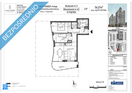 Mieszkanie na sprzedaż - Zagnańska Kielce, 56 m², 675 240 PLN, NET-25764