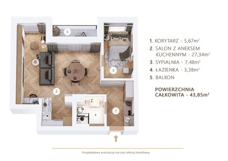 Mieszkanie na sprzedaż - Aleja Jana Pawła II Luboń, Poznański, 43 m², 449 388 PLN, NET-827776