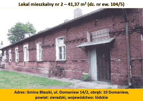Mieszkanie na sprzedaż - Domaniew, Błaszki (Gm.), Sieradzki (Pow.), 41,37 m², 65 000 PLN, NET-217
