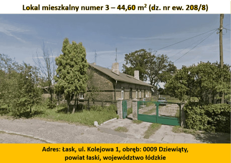 Mieszkanie na sprzedaż - Kolejowa Łask, Łask (gm.), Łaski (pow.), 44,6 m², 110 000 PLN, NET-216