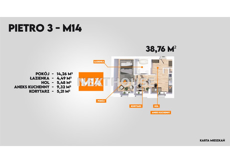 Mieszkanie na sprzedaż - Gliwice, Gliwice M., 38,76 m², 290 700 PLN, NET-NXH-MS-4679