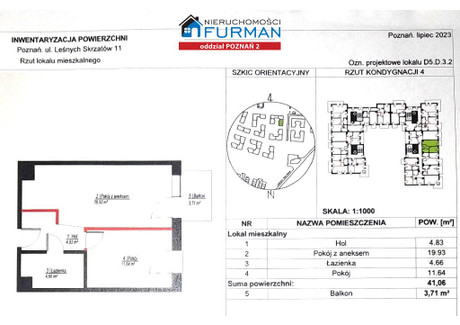 Mieszkanie na sprzedaż - Leśnych Skrzatów Marcelin, Poznań, Poznań M., 41,06 m², 513 250 PLN, NET-FO2-MS-197798