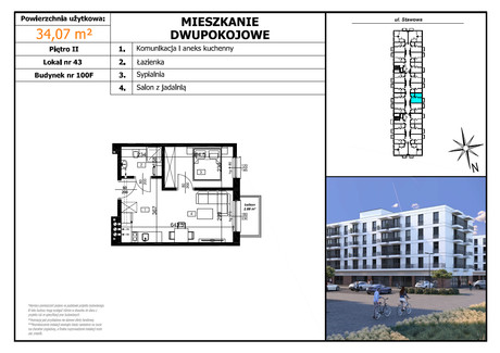 Mieszkanie na sprzedaż - Stawowa Brzeziny, Czechowice-Dziedzice (Gm.), Bielski (Pow.), 34,07 m², 269 153 PLN, NET-1.5