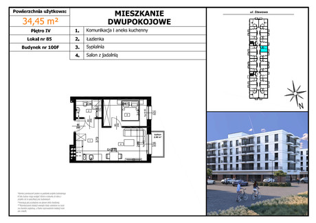 Mieszkanie na sprzedaż - Stawowa Brzeziny, Czechowice-Dziedzice (Gm.), Bielski (Pow.), 34,45 m², 272 155 PLN, NET-3.5