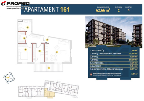 Mieszkanie na sprzedaż - Centrum, Bielsko-Biała, Bielsko-Biała M., 62,66 m², 620 334 PLN, NET-PCN-MS-9896