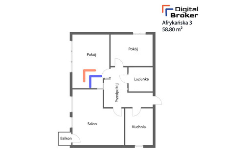 Mieszkanie na sprzedaż - Afrykańska Saska Kępa, Praga-Południe, Warszawa, Warszawa M., 58,8 m², 764 341 PLN, NET-KNG-MS-5246