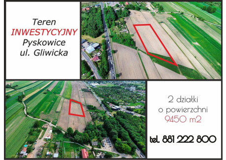 Działka na sprzedaż - Teren produkcyjno-usługowy 0, Zaolszany, Pyskowice, Gliwicki, 9450 m², 1 228 500 PLN, NET-50380945