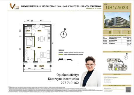 Mieszkanie na sprzedaż - Stefana Okrzei Sandomierz, Sandomierski, 48,17 m², 404 628 PLN, NET-27574/3685/OMS