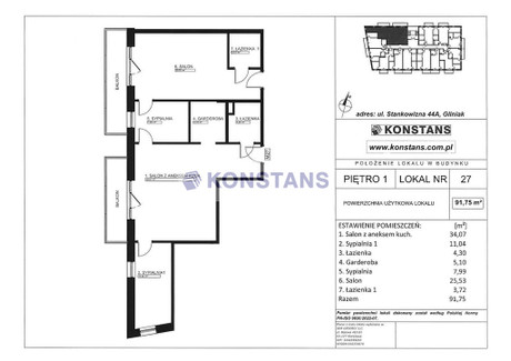 Mieszkanie na sprzedaż - Stankowizna Gliniak, Mińsk Mazowiecki, Miński, 91,75 m², 779 875 PLN, NET-33478/270/OMS