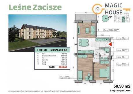 Mieszkanie na sprzedaż - Dzierżążno, Kartuzy, Kartuski, 58,5 m², 459 000 PLN, NET-MG237458