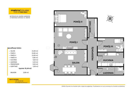 Mieszkanie na sprzedaż - Al. Grunwaldzka Wrzeszcz, Gdańsk, 91,44 m², 1 090 000 PLN, NET-SMVIDA130