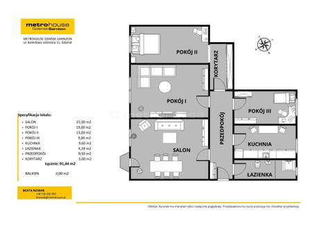 Mieszkanie na sprzedaż - Al. Grunwaldzka Wrzeszcz, Gdańsk, 91,44 m², 1 088 000 PLN, NET-SMVIDA130