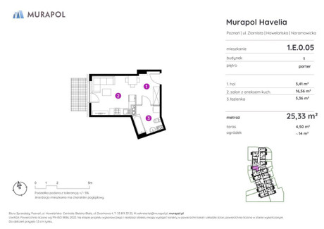 Mieszkanie na sprzedaż - Naramowicka Naramowice, Poznań, 25,33 m², 435 676 PLN, NET-KW-KB-HAV2