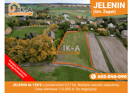 Działka na sprzedaż - Jelenin, Żagań (Gm.), Żagański (Pow.), 2700 m², 95 000 PLN, NET-93