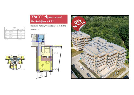 Mieszkanie na sprzedaż - Reduta Prądnik Czerwony, Prądnik Czerwony, Kraków, Kraków M., 45,55 m², 778 000 PLN, NET-BS2-MS-291185