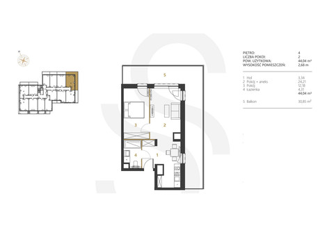 Mieszkanie na sprzedaż - Gryfa Pomorskiego Międzyzdroje, Międzyzdroje (gm.), Kamieński (pow.), 44,04 m², 665 000 PLN, NET-445080-1