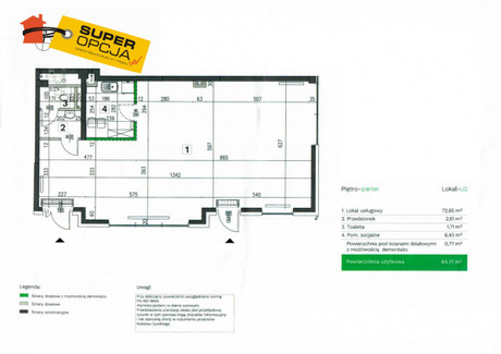 Lokal na sprzedaż - Kurdwanów, Kraków-Podgórze, Kraków, 84,17 m², 1 262 550 PLN, NET-SUP184140