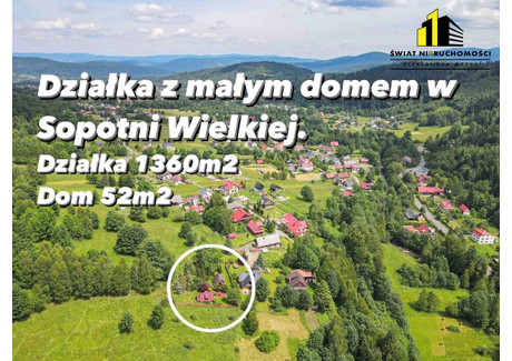 Działka na sprzedaż - Sopotnia Wielka, Jeleśnia, Żywiecki, 1360 m², 508 000 PLN, NET-SWN-GS-535