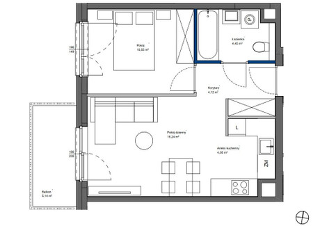 Mieszkanie na sprzedaż - Ostródzka Białołęka, Warszawa, Białołęka, Warszawa, 39,5 m², 581 500 PLN, NET-892031