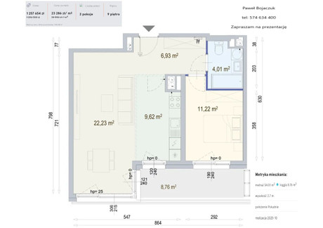 Mieszkanie na sprzedaż - Wołoska Mokotów, Warszawa, Mokotów, Warszawa, 54,01 m², 1 257 654 PLN, NET-910837