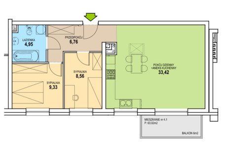 Mieszkanie na sprzedaż - Łężyca-Inwestycyjna Łężyca, Zielona Góra, 62,99 m², 534 785 PLN, NET-820359