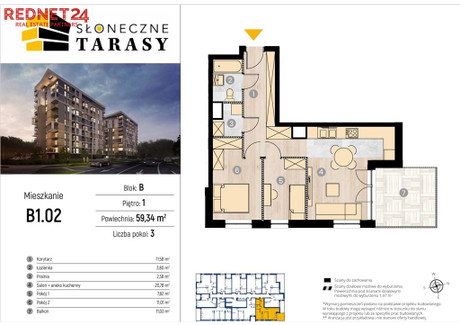 Mieszkanie na sprzedaż - Słoneczna Katowice, 59,12 m², 553 000 PLN, NET-MS-20123