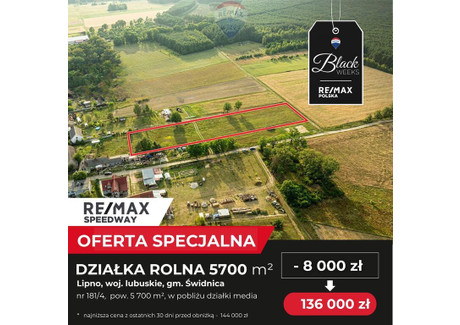 Działka na sprzedaż - Lipno, Świdnica, Zielonogórski, 5700 m², 136 000 PLN, NET-28/9148/OGS