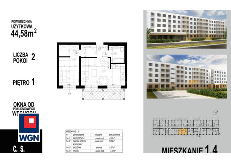 Mieszkanie na sprzedaż - Wojska Polskiego Głogów, Głogowski, 44,58 m², 307 602 PLN, NET-40550201