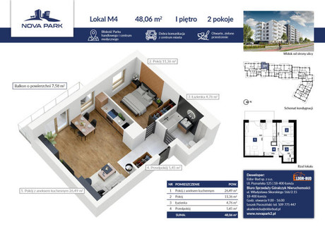 Mieszkanie na sprzedaż - Akademicka Łomża, 48,06 m², 371 504 PLN, NET-1643