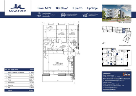 Mieszkanie na sprzedaż - Akademicka Łomża, 83,36 m², 615 197 PLN, NET-1648