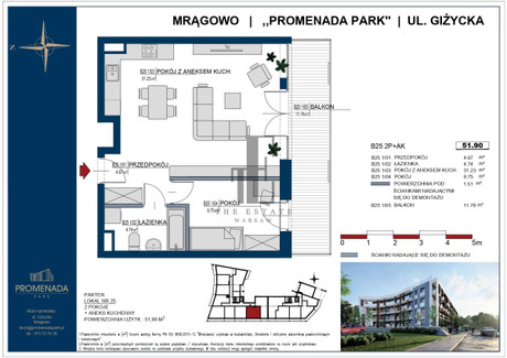 Mieszkanie na sprzedaż - Giżycka Mrągowo, Mrągowski, 51,9 m², 716 220 PLN, NET-EC007966510266