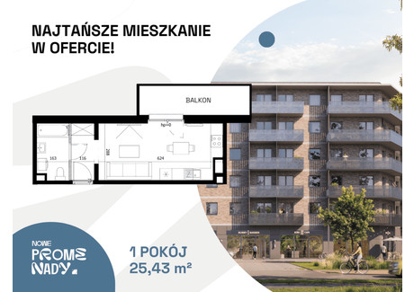 Mieszkanie na sprzedaż - ul. Czesława Miłosza Nadodrze, Wrocław, 25,43 m², 457 715 PLN, NET-A2.3.2.M12