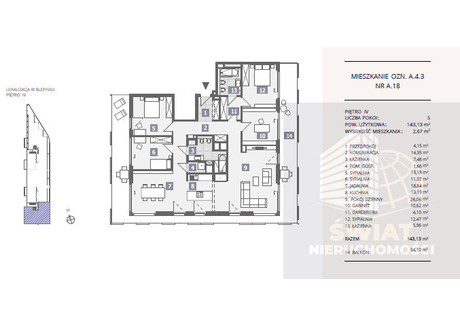 Mieszkanie na sprzedaż - Przestrzenna Dąbie, Szczecin, 143,13 m², 2 090 000 PLN, NET-SWN31643