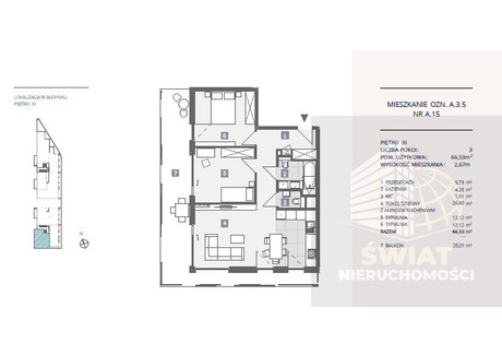 Mieszkanie na sprzedaż - Przestrzenna Dąbie, Szczecin, 66,53 m², 975 000 PLN, NET-SWN31642