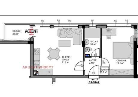 Mieszkanie na sprzedaż - Владислав Варненчик /Vladislav Varnenchik Варна/varna, Bułgaria, 62 m², 69 378 USD (284 450 PLN), NET-102272669