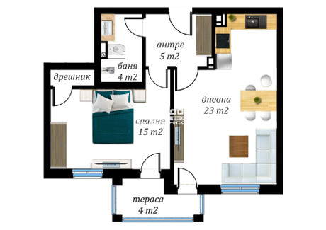 Mieszkanie na sprzedaż - Коматево/Komatevo Пловдив/plovdiv, Bułgaria, 71 m², 73 363 USD (281 713 PLN), NET-100188285