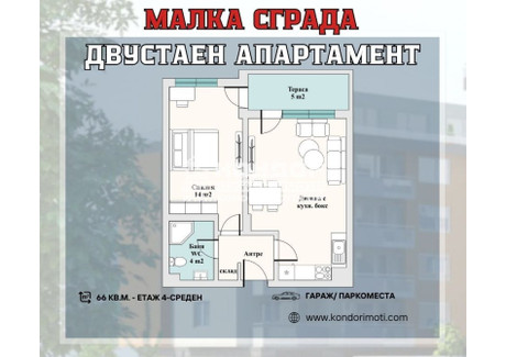 Mieszkanie na sprzedaż - Въстанически, бул.'Южен'/Vastanicheski, bul.'Iujen' Пловдив/plovdiv, Bułgaria, 66 m², 84 339 USD (350 008 PLN), NET-102483586