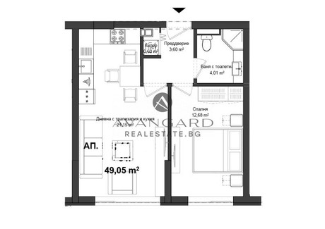 Mieszkanie na sprzedaż - Кършияка, Гагарин/Karshiaka, Gagarin Пловдив/plovdiv, Bułgaria, 58 m², 57 120 USD (233 622 PLN), NET-102051444