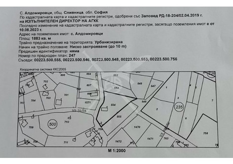 Działka na sprzedaż - с. Алдомировци/s. Aldomirovci София/sofia, Bułgaria, 1883 m², 87 124 USD (364 179 PLN), NET-96472727